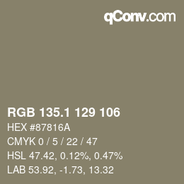 カラーコード: RGB 135.1 129 106 | qconv.com