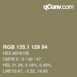 カラーコード: RGB 135.1 129 94 | qconv.com