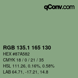 Color code: RGB 135.1 165 130 | qconv.com