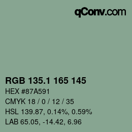Color code: RGB 135.1 165 145 | qconv.com
