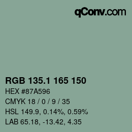 Color code: RGB 135.1 165 150 | qconv.com