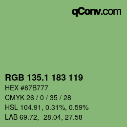 カラーコード: RGB 135.1 183 119 | qconv.com