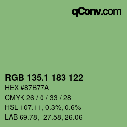 カラーコード: RGB 135.1 183 122 | qconv.com