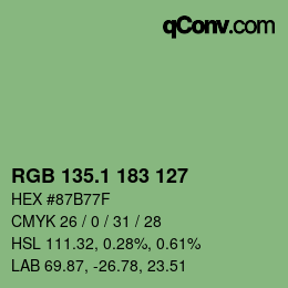 カラーコード: RGB 135.1 183 127 | qconv.com