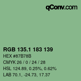 カラーコード: RGB 135.1 183 139 | qconv.com