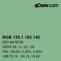 カラーコード: RGB 135.1 183 142 | qconv.com