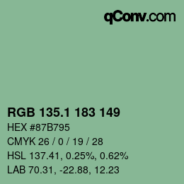 カラーコード: RGB 135.1 183 149 | qconv.com