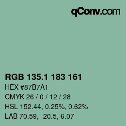 カラーコード: RGB 135.1 183 161 | qconv.com