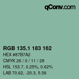 カラーコード: RGB 135.1 183 162 | qconv.com