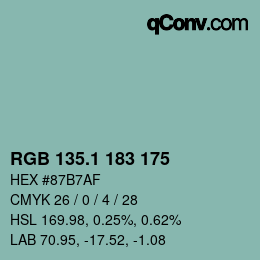 カラーコード: RGB 135.1 183 175 | qconv.com