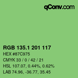 カラーコード: RGB 135.1 201 117 | qconv.com