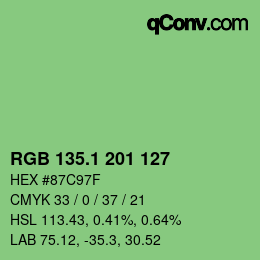 カラーコード: RGB 135.1 201 127 | qconv.com