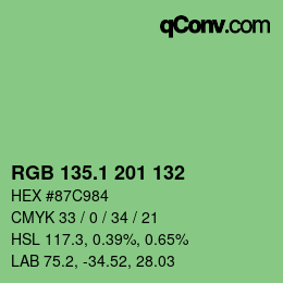 カラーコード: RGB 135.1 201 132 | qconv.com
