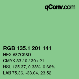 カラーコード: RGB 135.1 201 141 | qconv.com