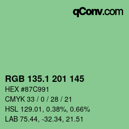 カラーコード: RGB 135.1 201 145 | qconv.com