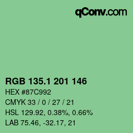 カラーコード: RGB 135.1 201 146 | qconv.com