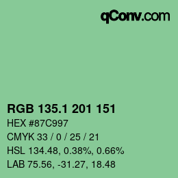 カラーコード: RGB 135.1 201 151 | qconv.com