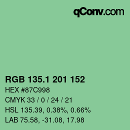 カラーコード: RGB 135.1 201 152 | qconv.com