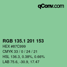 カラーコード: RGB 135.1 201 153 | qconv.com