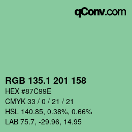 カラーコード: RGB 135.1 201 158 | qconv.com