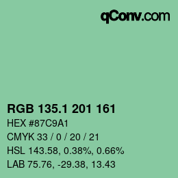 カラーコード: RGB 135.1 201 161 | qconv.com