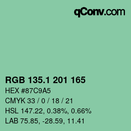 カラーコード: RGB 135.1 201 165 | qconv.com