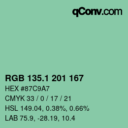 カラーコード: RGB 135.1 201 167 | qconv.com
