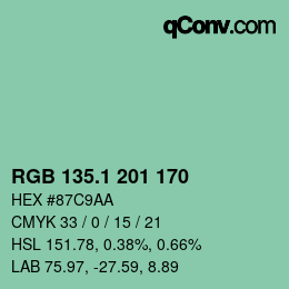 カラーコード: RGB 135.1 201 170 | qconv.com