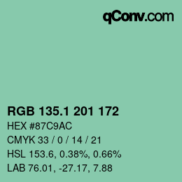 カラーコード: RGB 135.1 201 172 | qconv.com