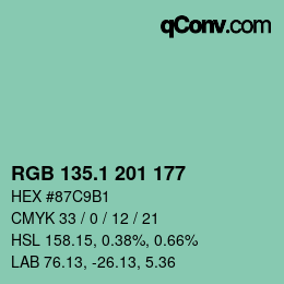 カラーコード: RGB 135.1 201 177 | qconv.com