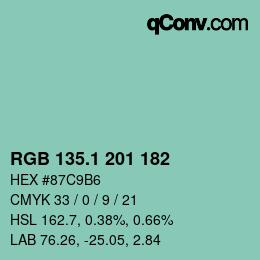 カラーコード: RGB 135.1 201 182 | qconv.com