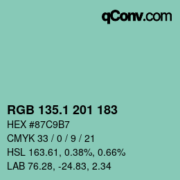Color code: RGB 135.1 201 183 | qconv.com