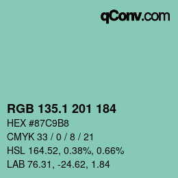 カラーコード: RGB 135.1 201 184 | qconv.com