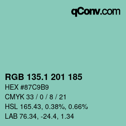 カラーコード: RGB 135.1 201 185 | qconv.com
