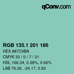カラーコード: RGB 135.1 201 186 | qconv.com