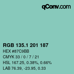 Color code: RGB 135.1 201 187 | qconv.com