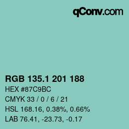 Color code: RGB 135.1 201 188 | qconv.com