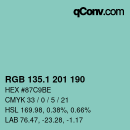 カラーコード: RGB 135.1 201 190 | qconv.com