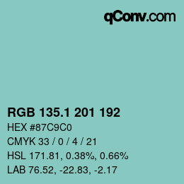 Color code: RGB 135.1 201 192 | qconv.com