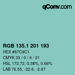 Color code: RGB 135.1 201 193 | qconv.com