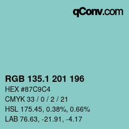 Color code: RGB 135.1 201 196 | qconv.com