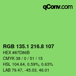 カラーコード: RGB 135.1 216.8 107 | qconv.com
