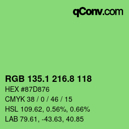 カラーコード: RGB 135.1 216.8 118 | qconv.com
