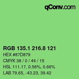 カラーコード: RGB 135.1 216.8 121 | qconv.com