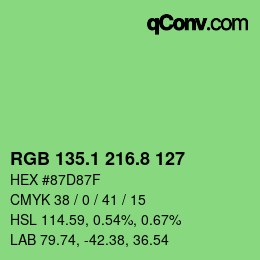 カラーコード: RGB 135.1 216.8 127 | qconv.com