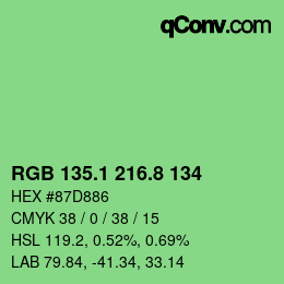 カラーコード: RGB 135.1 216.8 134 | qconv.com