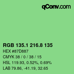 カラーコード: RGB 135.1 216.8 135 | qconv.com