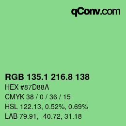 カラーコード: RGB 135.1 216.8 138 | qconv.com