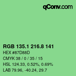 カラーコード: RGB 135.1 216.8 141 | qconv.com