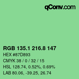 カラーコード: RGB 135.1 216.8 147 | qconv.com